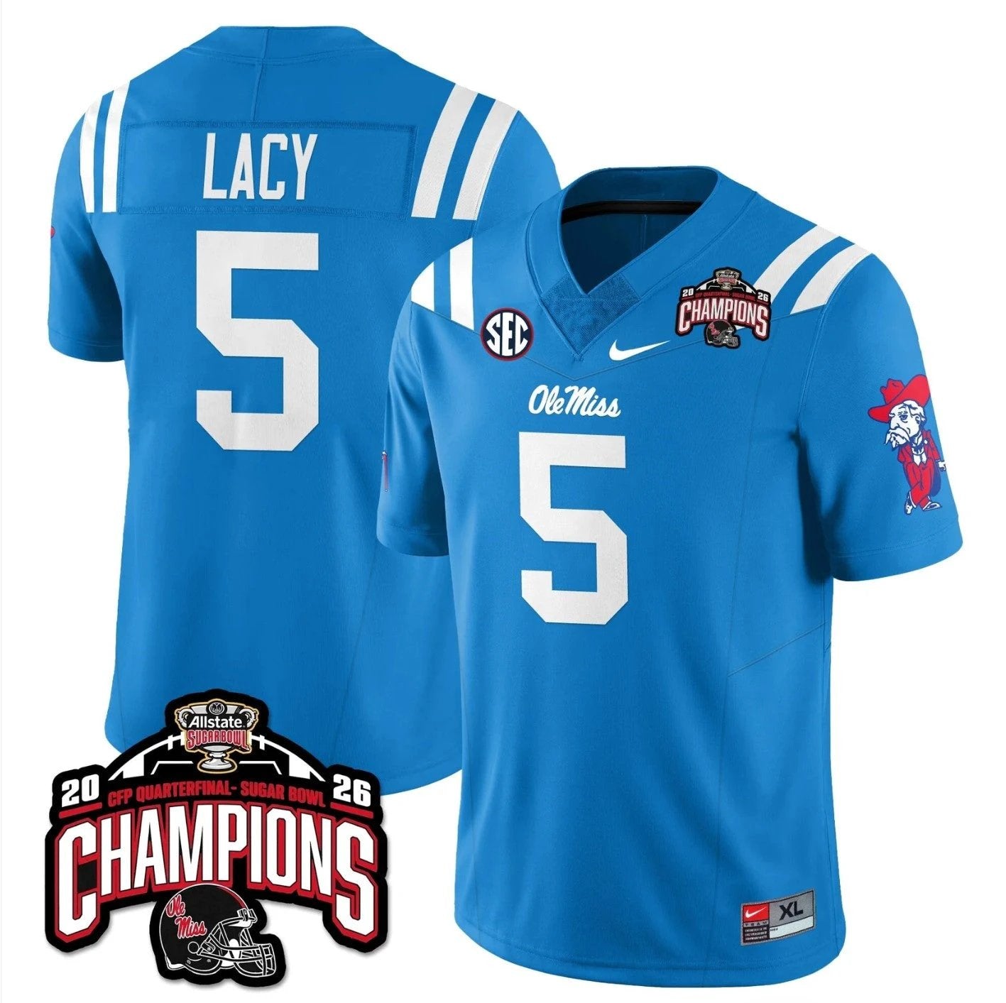 Kewan Lacy Jersey #5 Ole Miss Sugar Bowl Champions Patch Stitched by My Store NCAA Football Jerseys