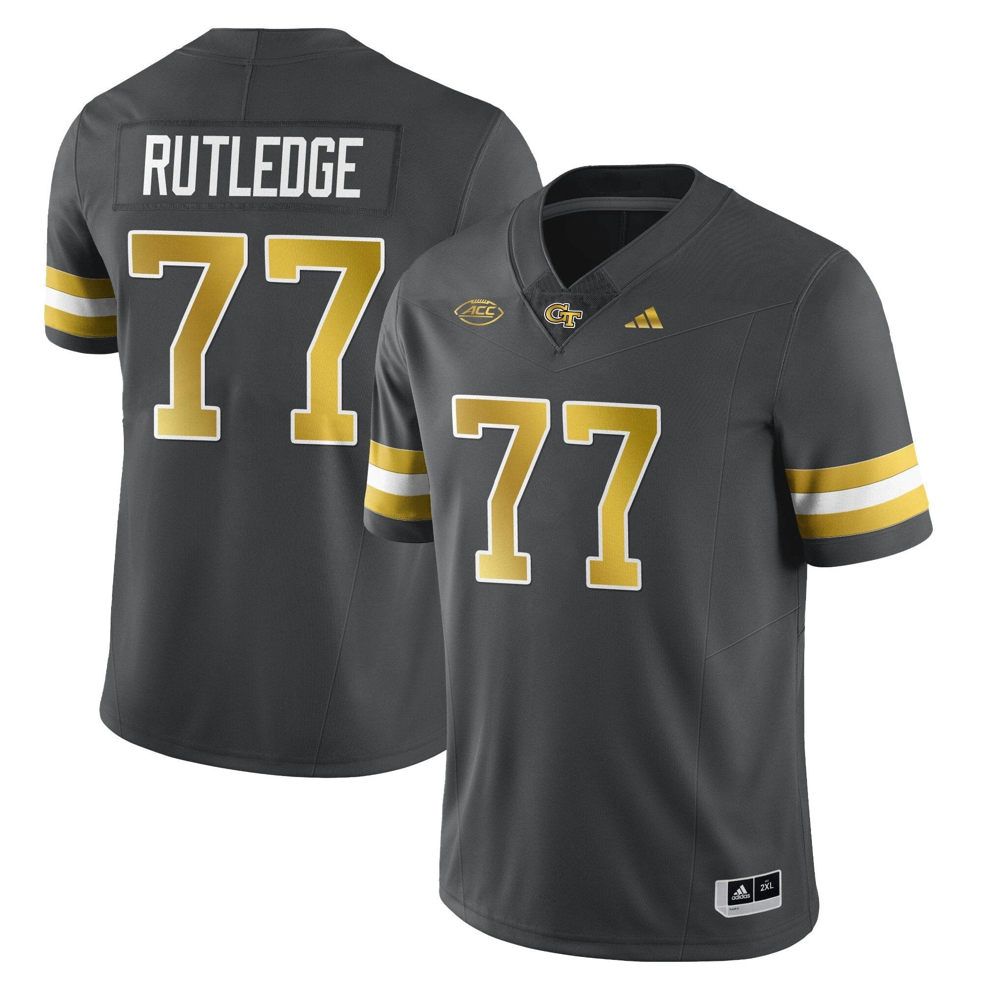 Keylan Rutledge Jersey #77 Georgia Tech Football 2025 Limited Stitched Dark Gray by NCAA Football Jersey