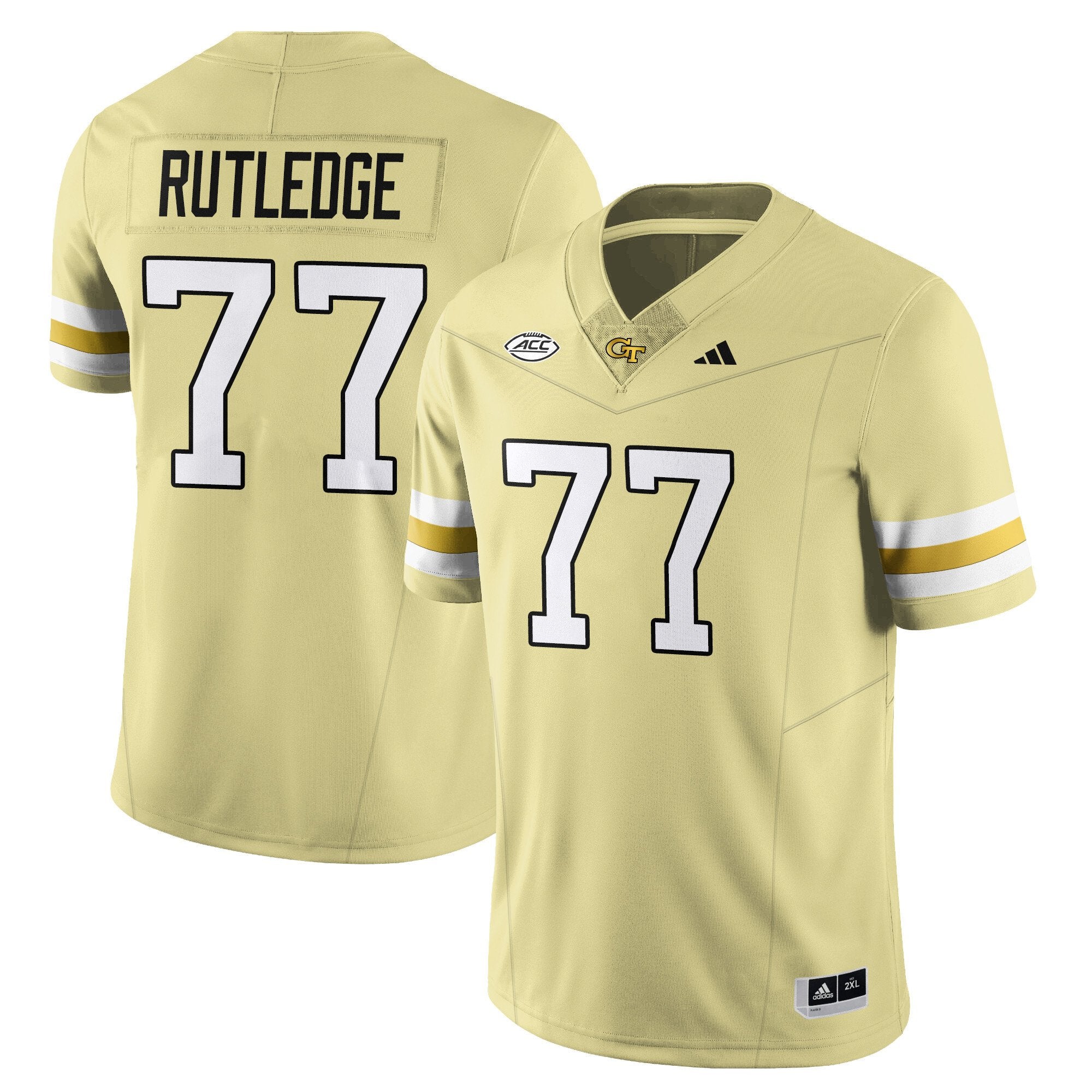 Keylan Rutledge Jersey #77 Georgia Tech Football 2025 Limited Stitched Gold by NCAA Football Jersey