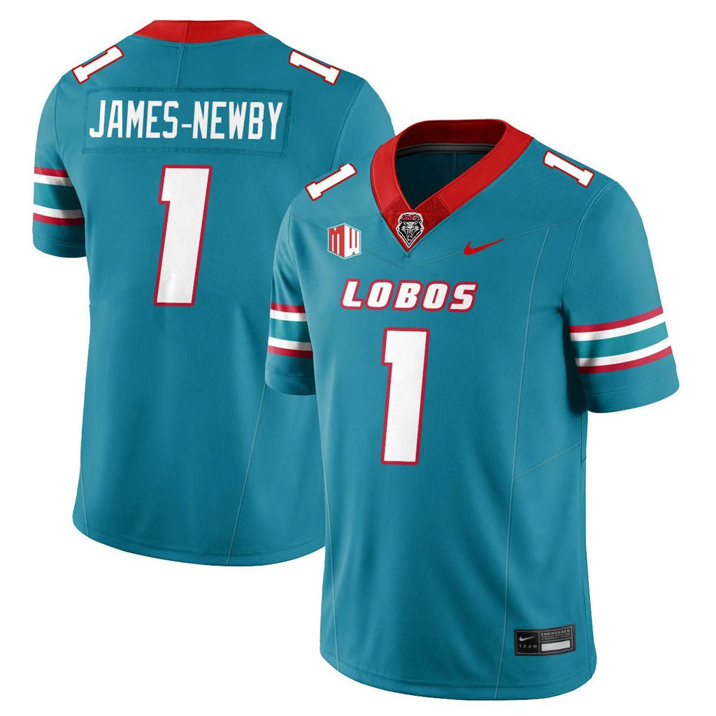 Keyshawn James-Newby Jersey #1 UNM Lobo Football 2025 All Stitched Turquoise by My Store NCAA Football Jerseys