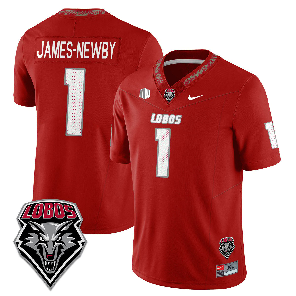 Keyshawn James-Newby Jersey #1 UNM Lobo Football 2025 Stitched Red by NCAA Football Jersey