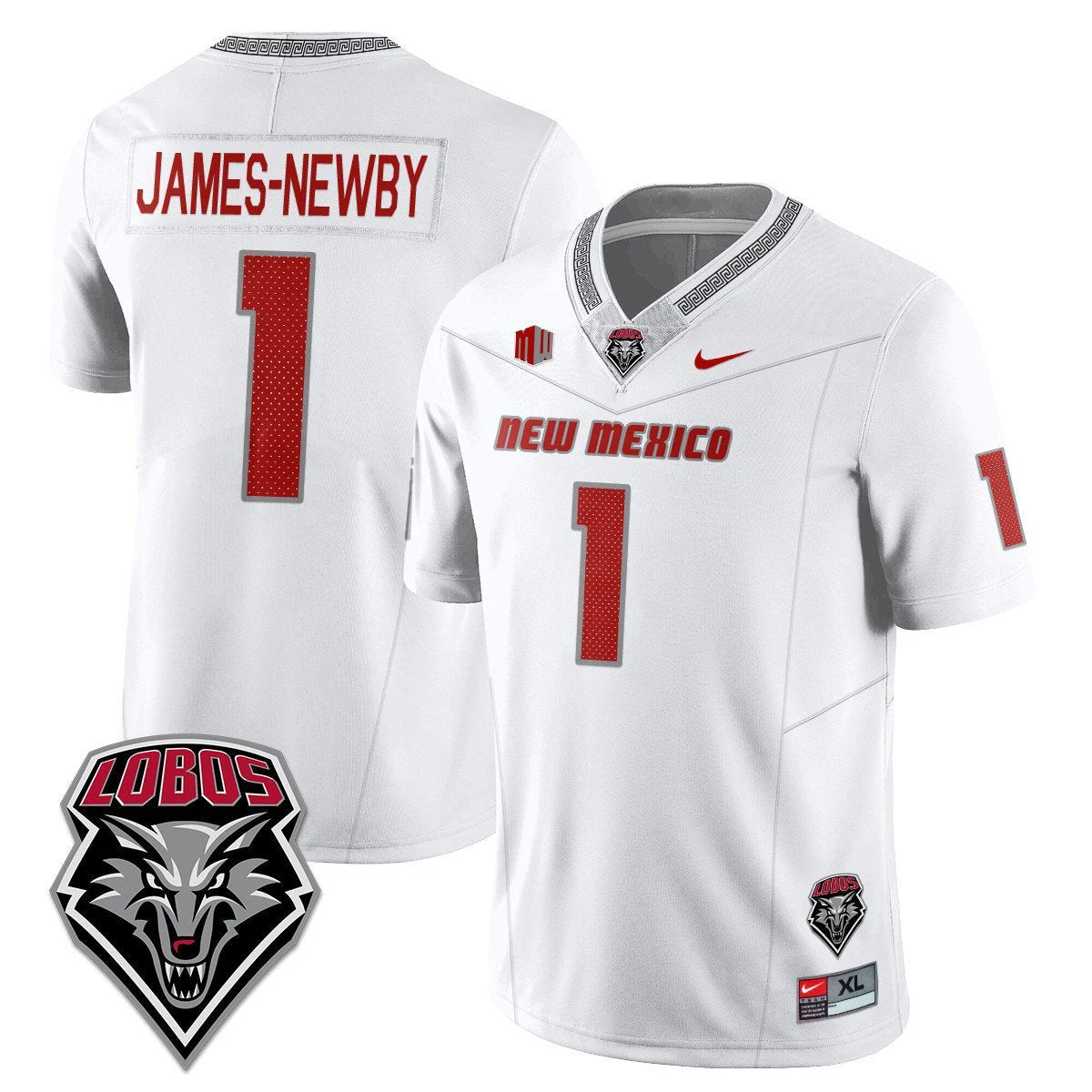 Keyshawn James-Newby Jersey #1 UNM Lobo Football 2025 Stitched White by NCAA Football Jersey