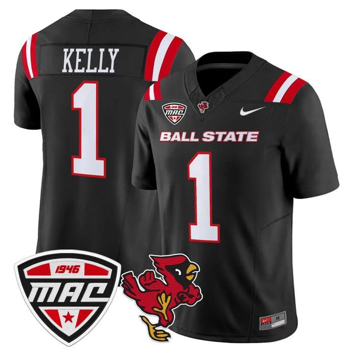 Kiael Kelly Jersey #1 Ball State Cardinals 2025 Limited Stitched by My Store NCAA Football Jerseys