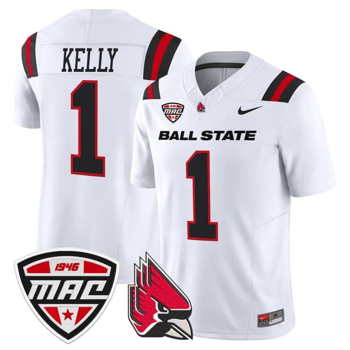 Kiael Kelly Jersey #1 Ball State Cardinals 2025 Limited Stitched by My Store NCAA Football Jerseys