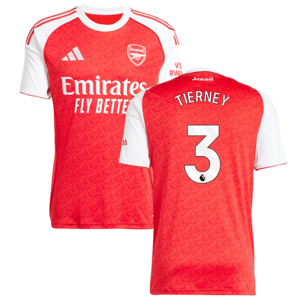 Kieran Tierney #3 Arsenal 2025-26 Home Jersey – Red by Soccer Jersey
