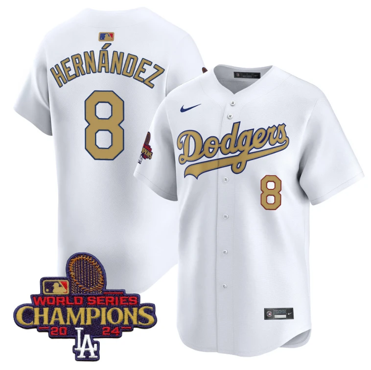 Kike Hernandez Jersey #8 Dodgers 2025 Gold Vapor Premier Stitched Royal by My Store