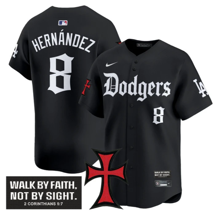 Kike Hernandez Jersey #8 Dodgers Faith Glory Edition Vapor Premier Limited Stitched Black by My Store