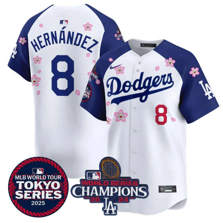 Kike Hernandez Jersey #8 Dodgers Tokyo Series 2025 World Series Champions Patch Alternate by My Store