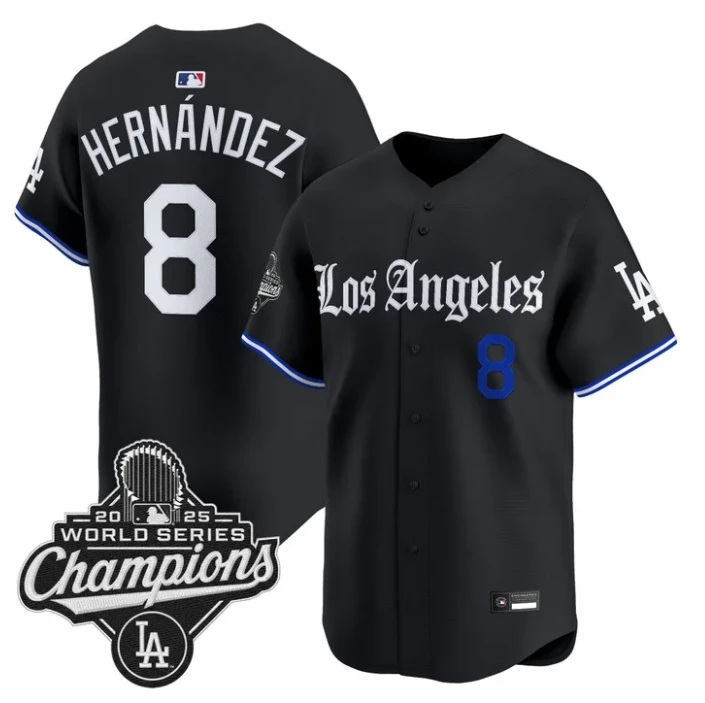 Kike Hernandez Jersey #8 Los Angeles Dodgers Gothic Edition Premier Stitched by My Store