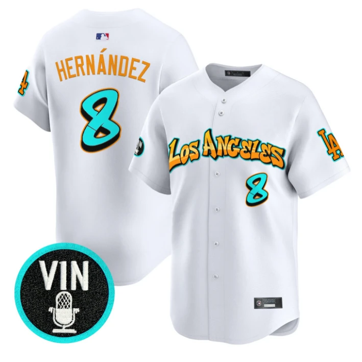 Kike Hernandez Jersey #8 Los Angeles Dodgers Graffiti Street Style White by My Store