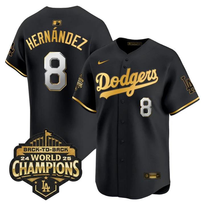 Kike Hernandez Jersey #8 Dodgers 2025 Back-To-Back Champions Stitched by My Store