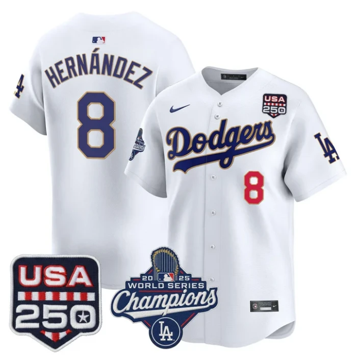 Kike Hernandez Jersey #8 Dodgers 2025 World Series Champions 250 USA Stitched by My Store
