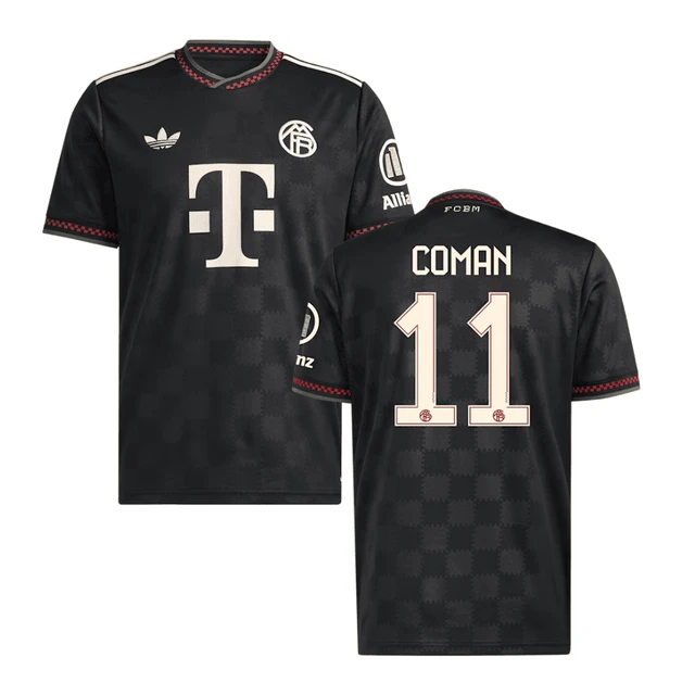 Kingsley Coman #11 Bayern Munich 2025-26 Third Men Jersey – Black by Soccer Jersey