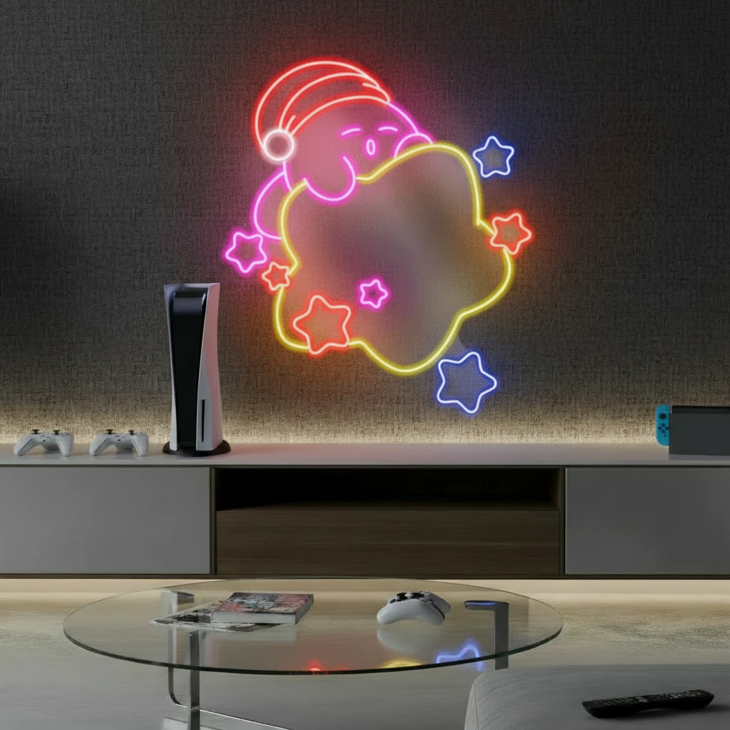 Kirby Neon Sign Anime Led Neon Sign by Neonchics