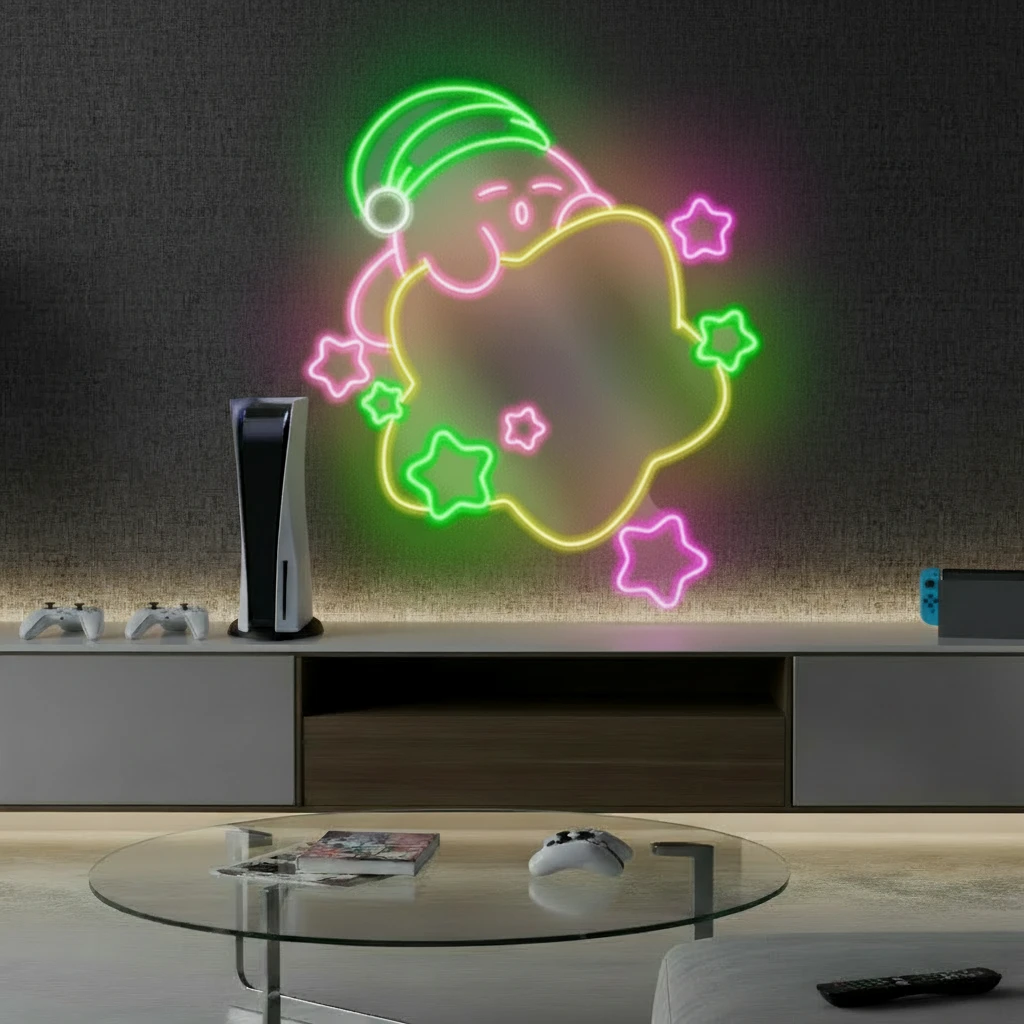 Kirby Neon Sign Anime Led Neon Sign by Neonchics