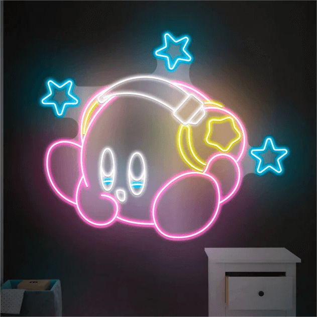 Kirby Neon Sign Anime Neon Sign Gaming Room Decor Sign by Neonchics