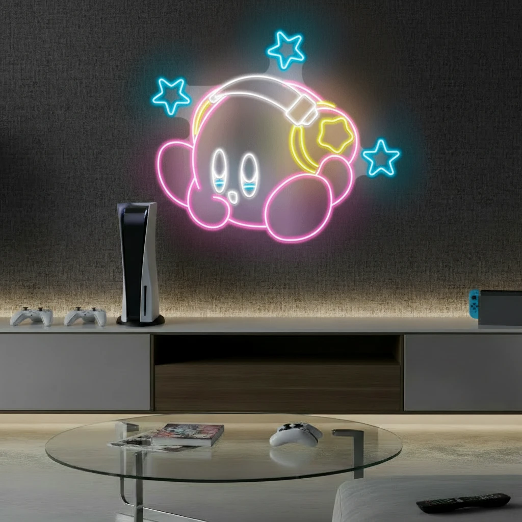 Kirby Neon Sign Anime Neon Sign Gaming Room Decor Sign by Neonchics