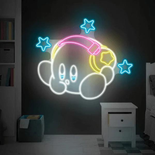 Kirby Neon Sign Anime Neon Sign Gaming Room Decor Sign by Neonchics