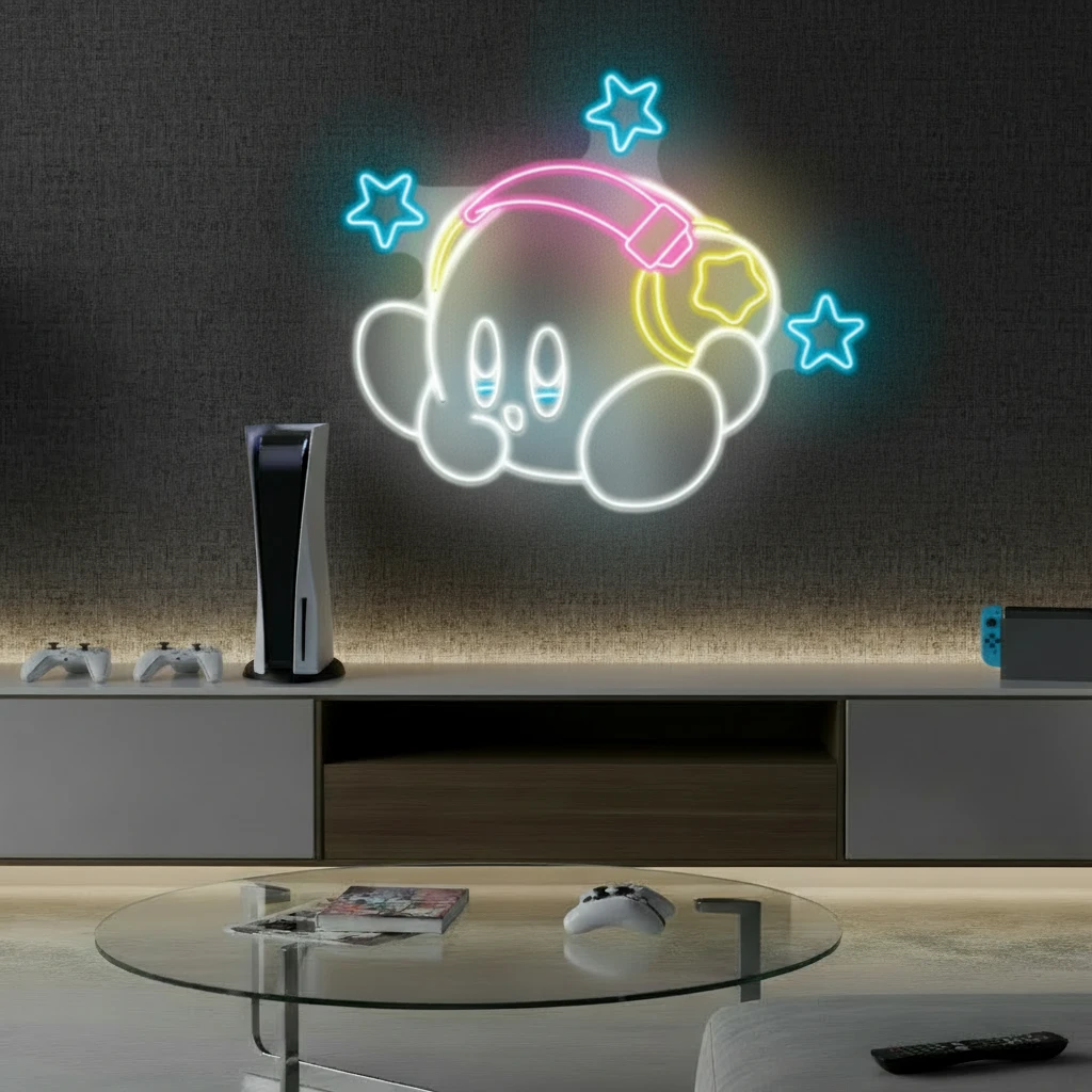 Kirby Neon Sign Anime Neon Sign Gaming Room Decor Sign by Neonchics