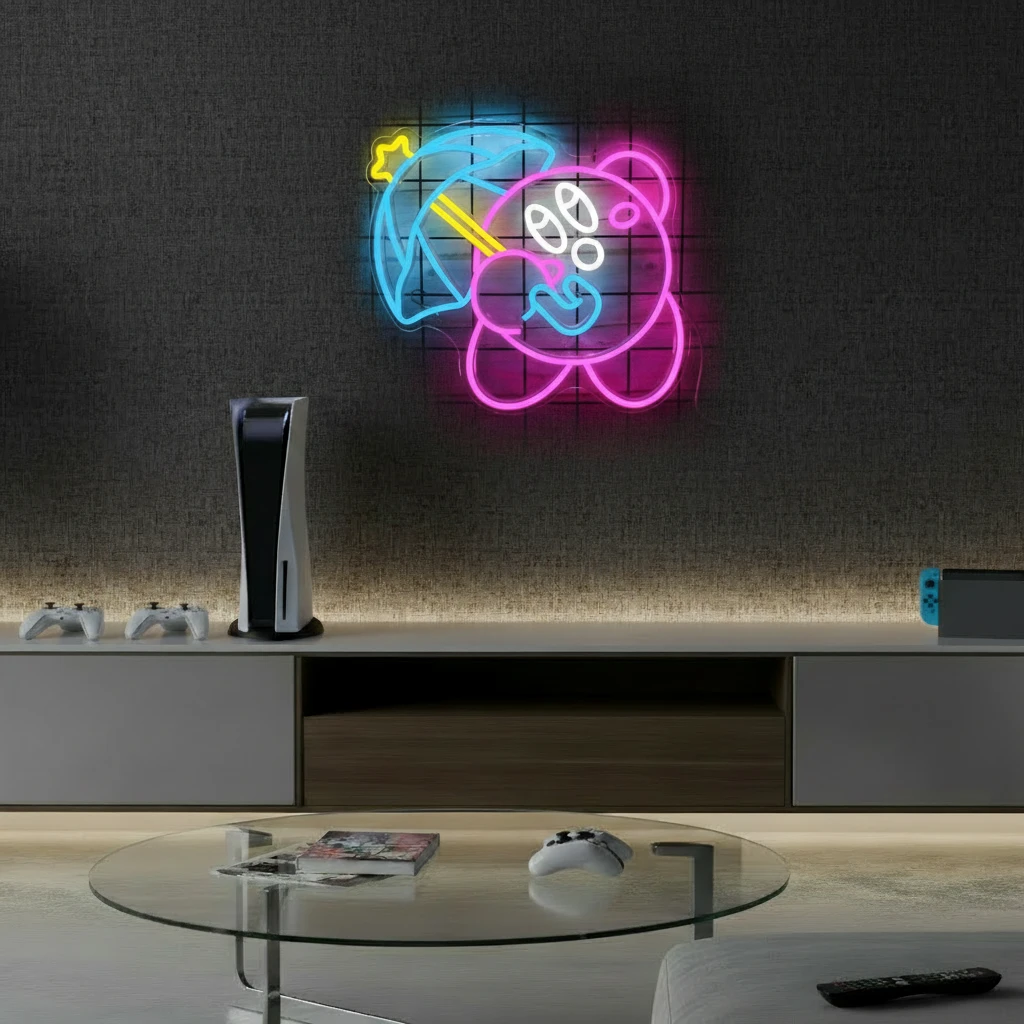 Kirby Neon Sign for Gaming Room Bedroom Decor by Neonchics