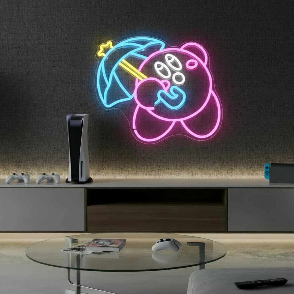 Kirby Neon Sign for Gaming Room Bedroom Decor by Neonchics