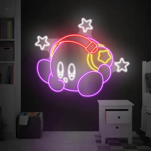 Kirby Neon Sign Anime Neon Sign Gaming Room Decor Sign by Neonchics