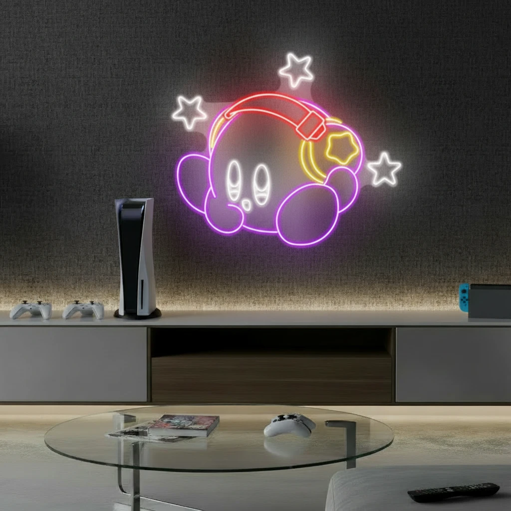 Kirby Neon Sign Anime Neon Sign Gaming Room Decor Sign by Neonchics