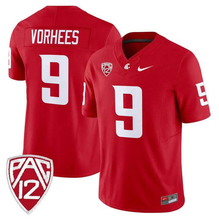 Kirby Vorhees Jersey #9 Washington State Cougars 2025 Vapor Limited Stitched by My Store NCAA Football Jerseys