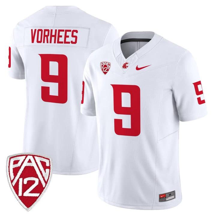 Kirby Vorhees Jersey #9 Washington State Cougars 2025 Vapor Limited Stitched by My Store NCAA Football Jerseys