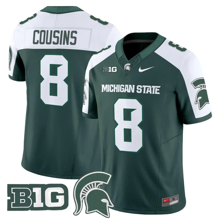 Kirk Cousins Jersey #8 Michigan State Spartans 2025 Vapor Stitched Green Alter by My Store NCAA Football Jerseys
