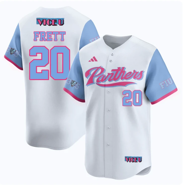 Kishon Frett Jersey #20 FIU Baseball 2025 Vice U Stitched White by My Store
