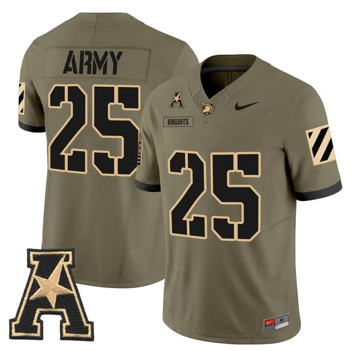 Knights Jersey #25 Army Black Knights 2025 Vapor Limited Stitched by My Store NCAA Football Jerseys