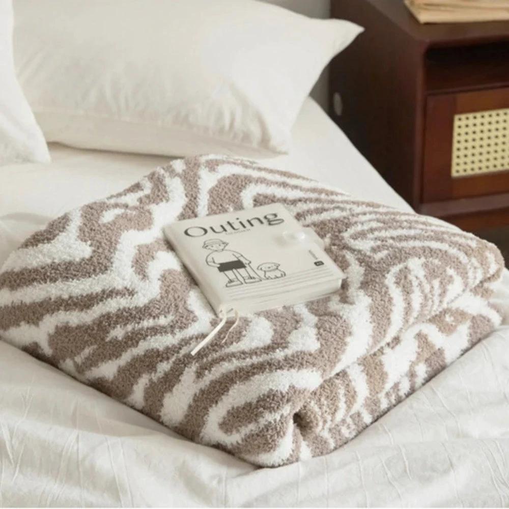Knitted Zebra Pattern Throw Blanket by Casa & Beyond