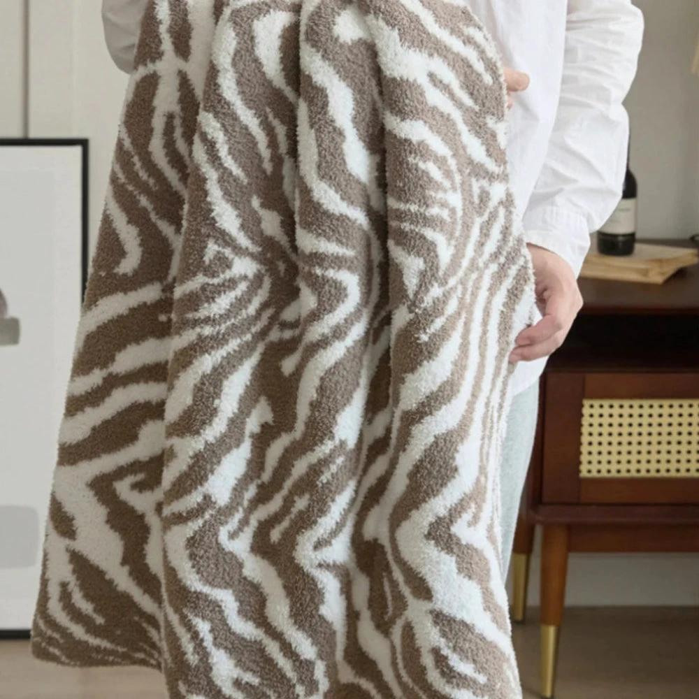 Knitted Zebra Pattern Throw Blanket by Casa & Beyond