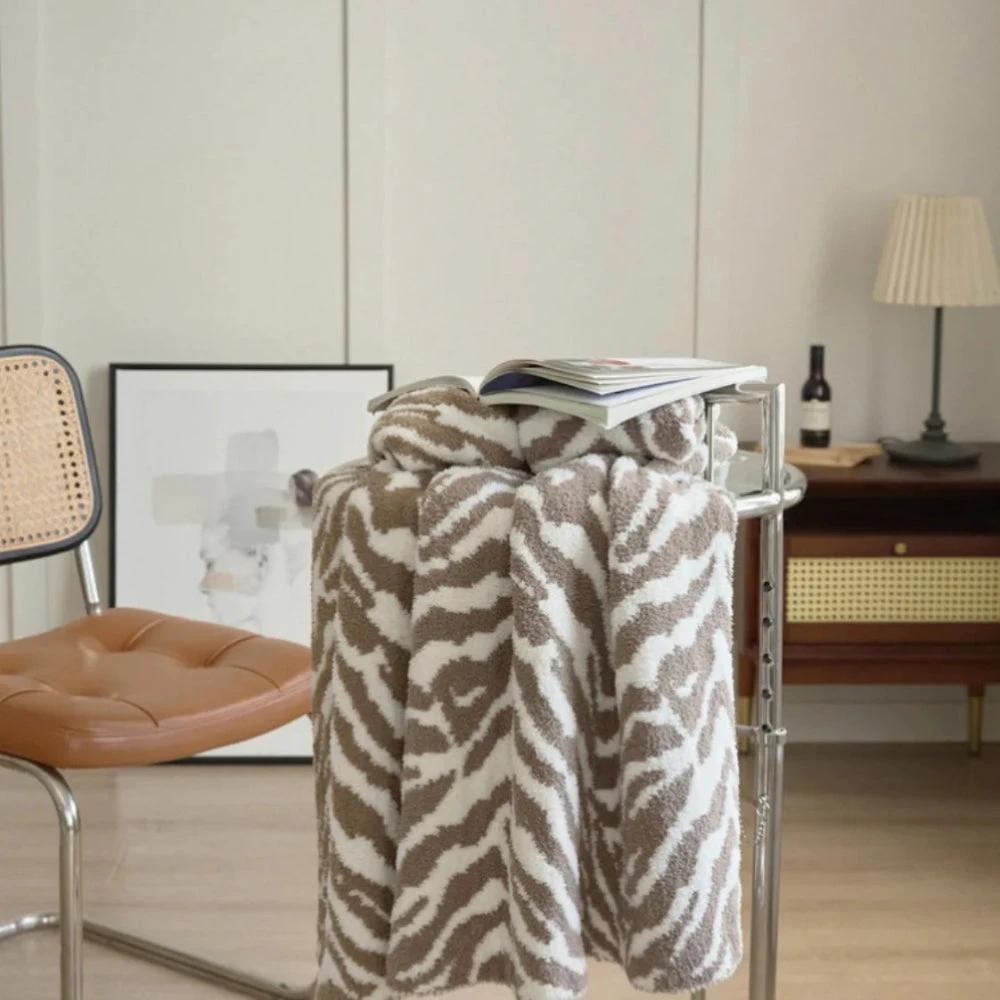 Knitted Zebra Pattern Throw Blanket by Casa & Beyond