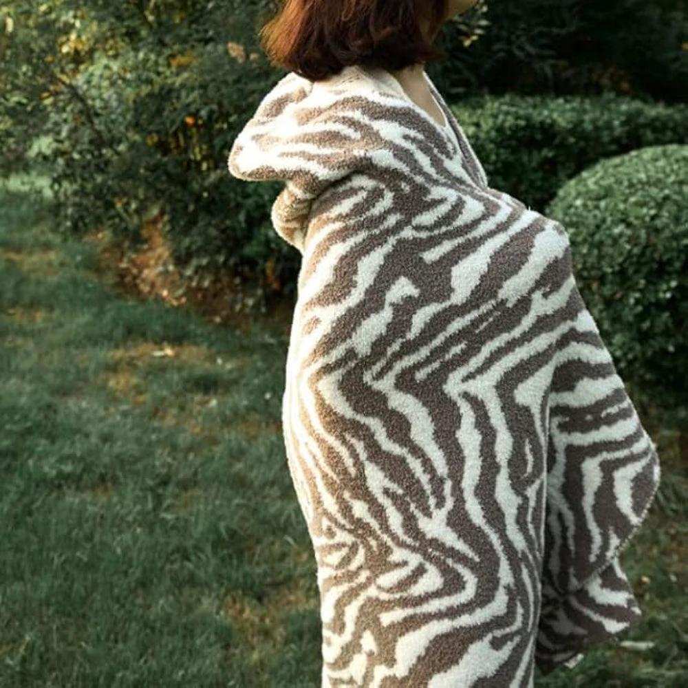 Knitted Zebra Pattern Throw Blanket by Casa & Beyond