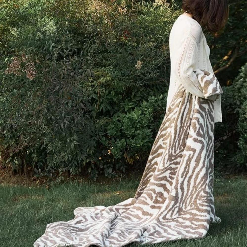 Knitted Zebra Pattern Throw Blanket by Casa & Beyond