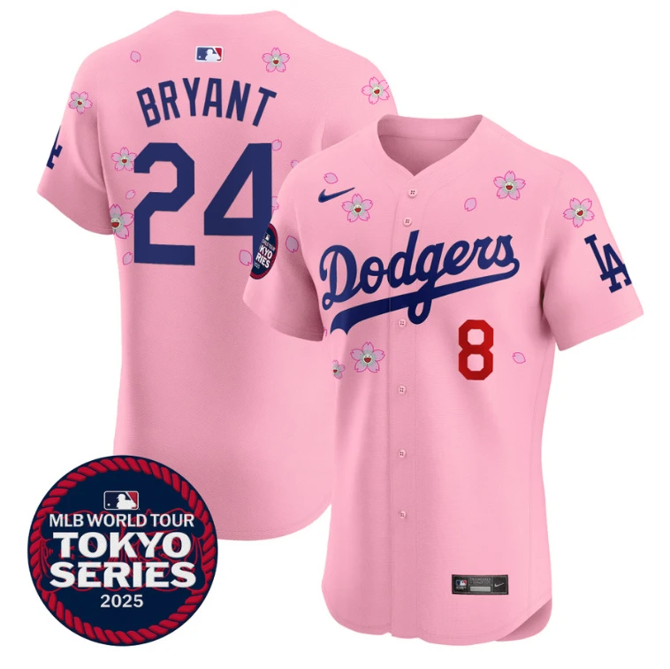 Kobe Bryant Jersey Dodgers Tokyo Series 2025 Vapor Premier Elite Stitched Cherry Blossom by My Store