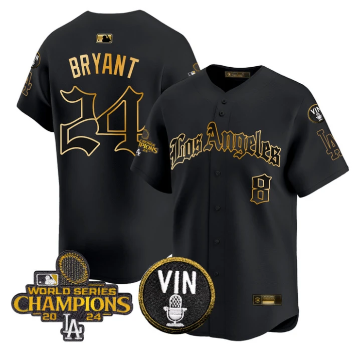 Kobe Bryant Jersey #24 Dodgers 2025 LA Gothic Style Stitched Black Gold by My Store