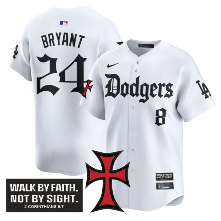 Kobe Bryant Jersey #24 Dodgers Faith Glory Edition Vapor Premier Limited Stitched White by My Store