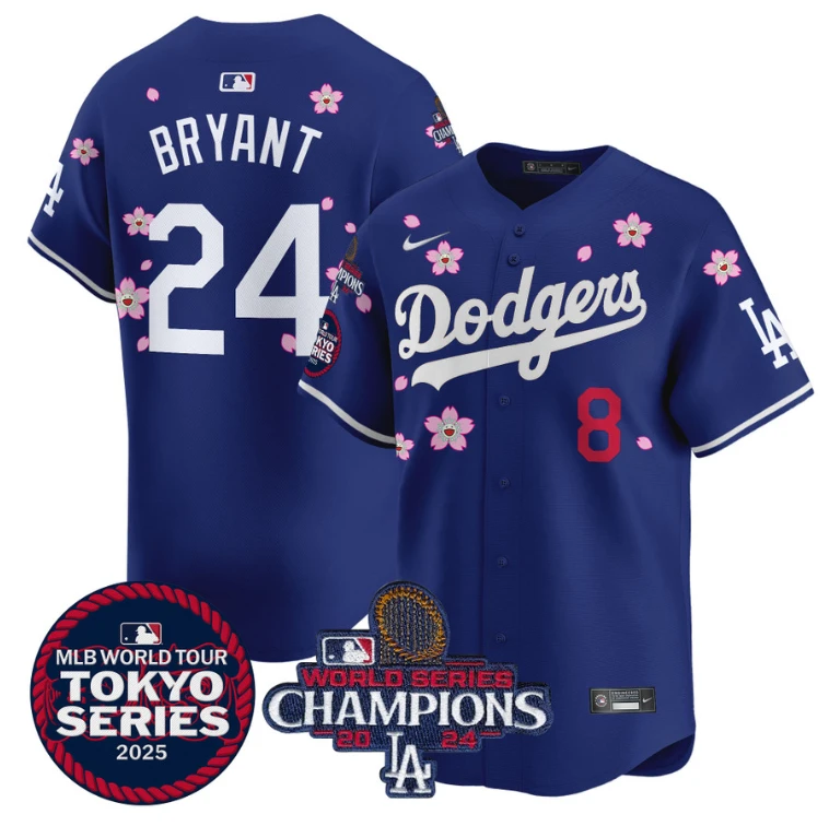 Kobe Bryant Jersey #24 Dodgers Tokyo Series 2025 World Series Champions Patch Royal by My Store