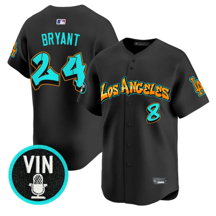 Kobe Bryant Jersey #24 Los Angeles Dodgers Graffiti Street Style Stitched Black by My Store