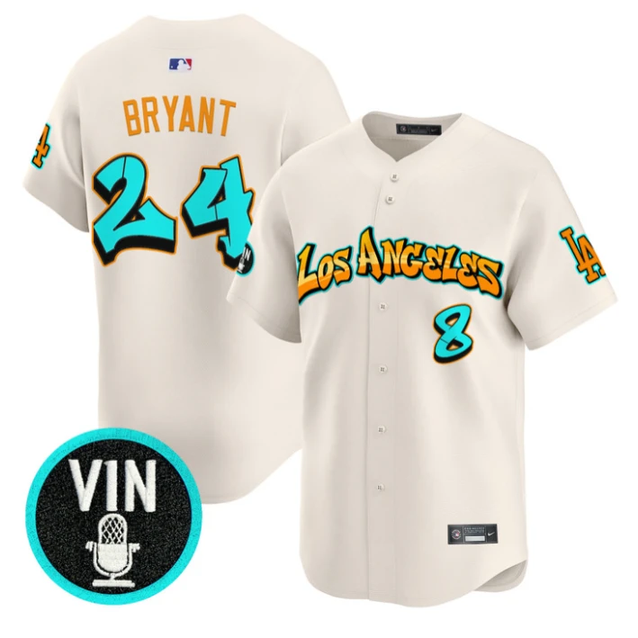 Kobe Bryant Jersey #24 Los Angeles Dodgers Graffiti Street Style Stitched Cream by My Store
