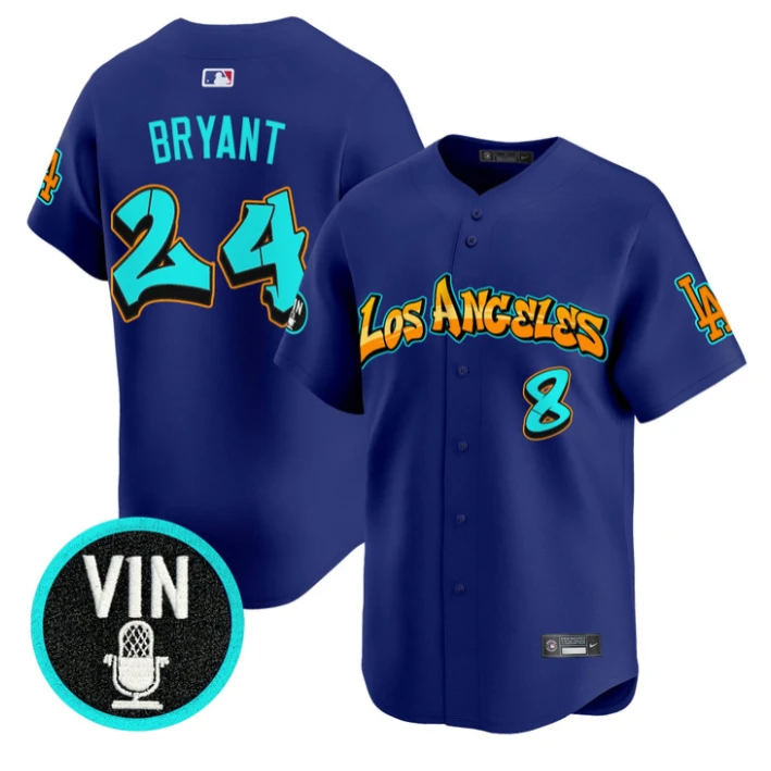 Kobe Bryant Jersey #24 Los Angeles Dodgers Graffiti Street Style Stitched Royal by My Store