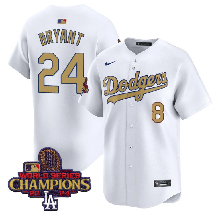 Kobe Bryant Jersey #8 Dodgers 2025 Gold Vapor Premier Stitched White by My Store