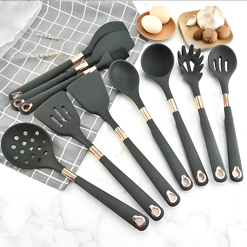 EliteCook - 12-piece gold-coated kitchen utensil set Bowlift by Bowlift