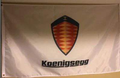Koenigsegg White Flag 3X5 Ft Polyester Banner USA 90x150cm by flagsjustdoit