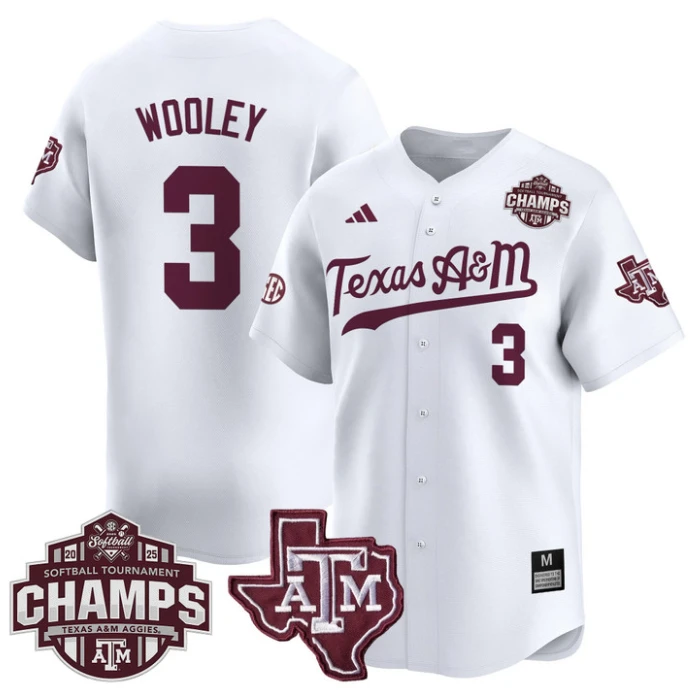 Koko Wooley Jersey #3 Texas A&M Aggies 2025 SEC Champions Patch Limited Stitched White by My Store