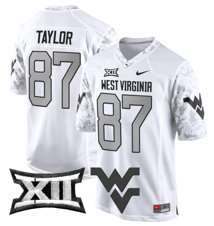 Kole Taylor Jersey #87 West Virginia Mountaineers Game Football White by My Store