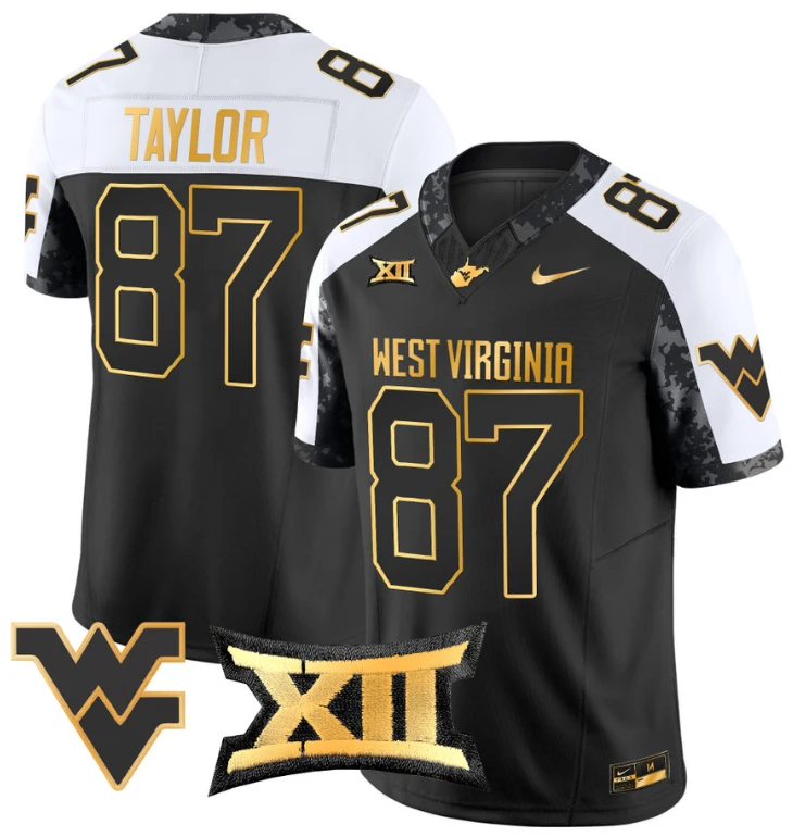 Kole Taylor Jersey #87 West Virginia Mountaineers Gold Vapor Football Alternate by My Store